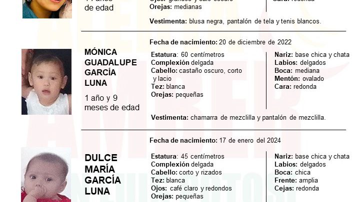 FISCALÍA INICIA ALERTA AMBER PARA LA LOCALIZACIÓN DE UNA ADOLESCENTE Y DOS NIÑAS EN LA CAPITAL POTOSINA