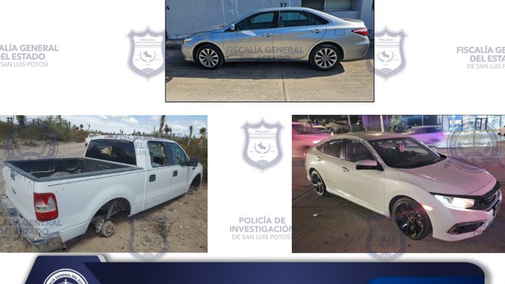 EN SAN LUIS POTOSÍ, PDI ASEGURÓ TRES VEHÍCULOS CON REPORTE DE ROBO VIGENTE