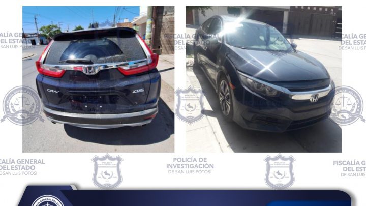 DOS VEHÍCULOS CON REPORTE DE ROBO EN JALISCO SON RECUPERADOS POR LA PDI EN SLP