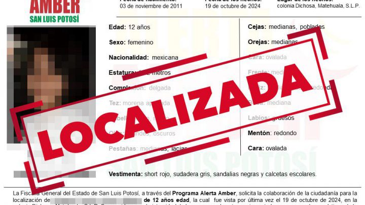 FISCALÍA POTOSINA ENCUENTRA SANA Y SALVA A UNA ADOLESCENTE REPORTADA COMO NO LOCALIZADA EN MATEHUALA
