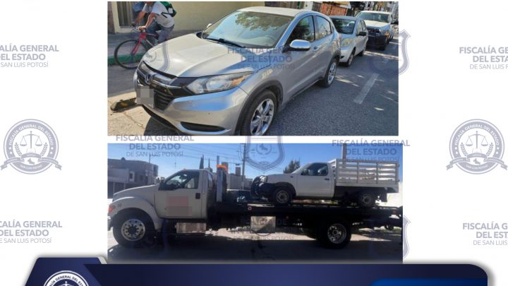FGESLP RECUPERA DOS CAMIONETAS; UNA CON REPORTE DE ROBO Y OTRA CON PLACAS SOBREPUESTAS