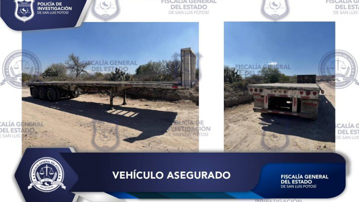 PDI ASEGURA PLATAFORMA DE TRÁILER QUE CONTABA CON REPORTE DE ROBO EN SLP