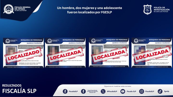 FGESLP LOCALIZA A 4 PERSONAS QUE TENÍAN FICHA DE BÚSQUEDA