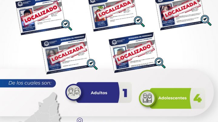 FISCALÍA POTOSINA INFORMA LA LOCALIZACIÓN DE CINCO PERSONAS EN LAS ÚLTIMAS HORAS