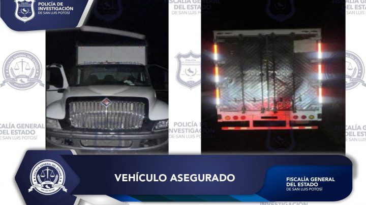 PDI ASEGURA EN MEXQUITIC DE CARMONA, UN TRACTOCAMIÓN CON REPORTE DE ROBO