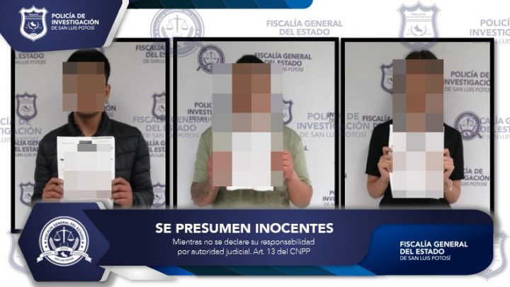 FISCALÍA DE SLP CATEÓ UN INMUEBLE Y DETUVO A TRES PERSONAS EN ACCIONES CONTRA EL ROBO DE VEHÍCULOS