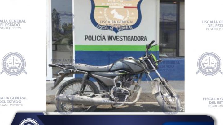 FGESLP ASEGURA MOTOCICLETA QUE CONTABA CON REPORTE DE ROBO EN TAMPAMOLÓN CORONA