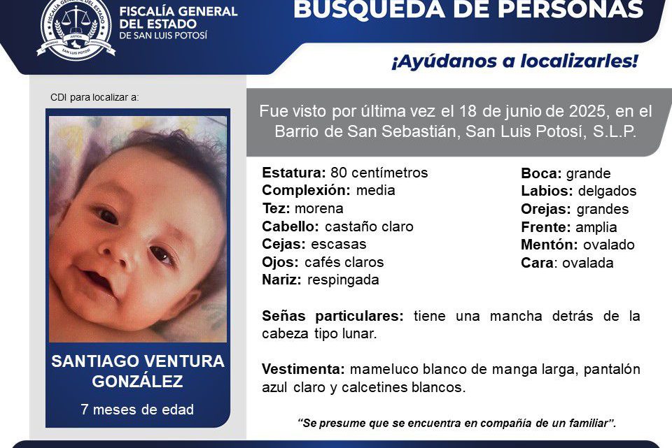 FGESLP BRINDA APOYO EN TORNO A LA DENUNCIA PRESENTADA POR LA MADRE DE UN INFANTE DE 7 MESES DE EDAD