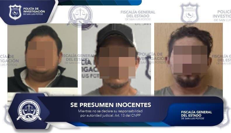 TRES SEÑALADOS DE ROBO A UNA EMPRESA FUERON APREHENDIDOS POR POLICÍA DE LA FGESLP