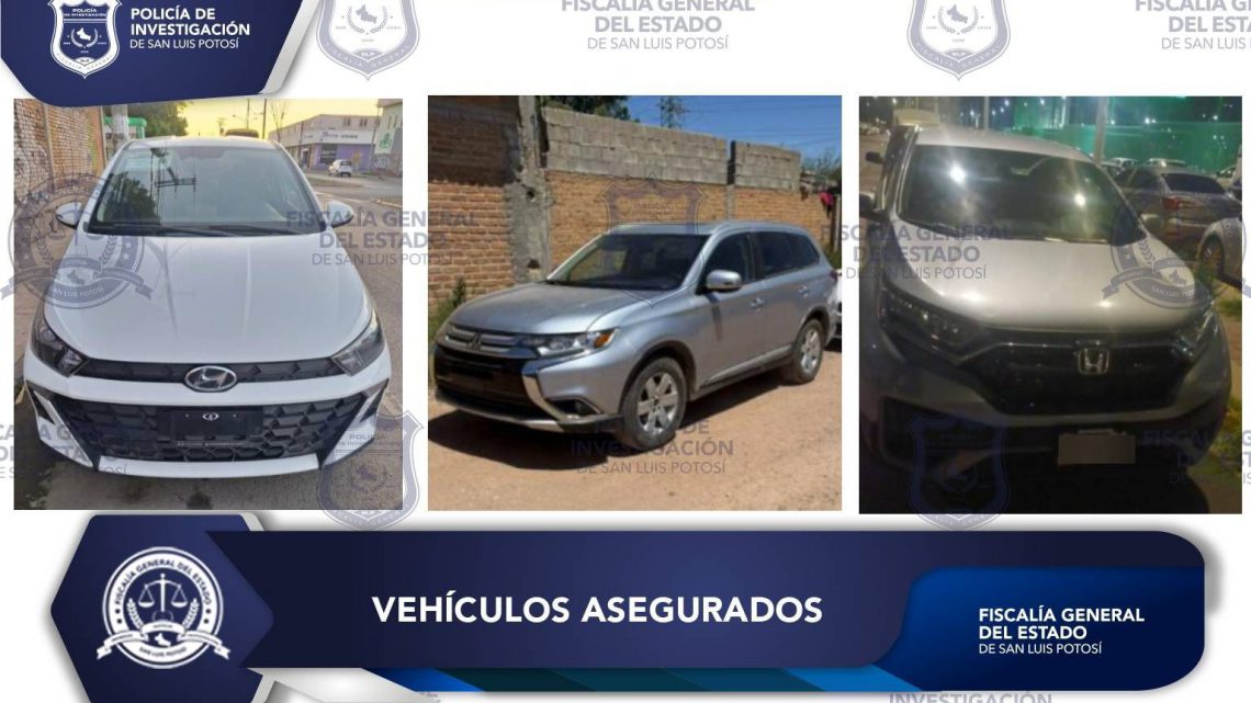 POLICÍA DE INVESTIGACIÓN ASEGURA TRES VEHÍCULOS EN LA CAPITAL POTOSINA
