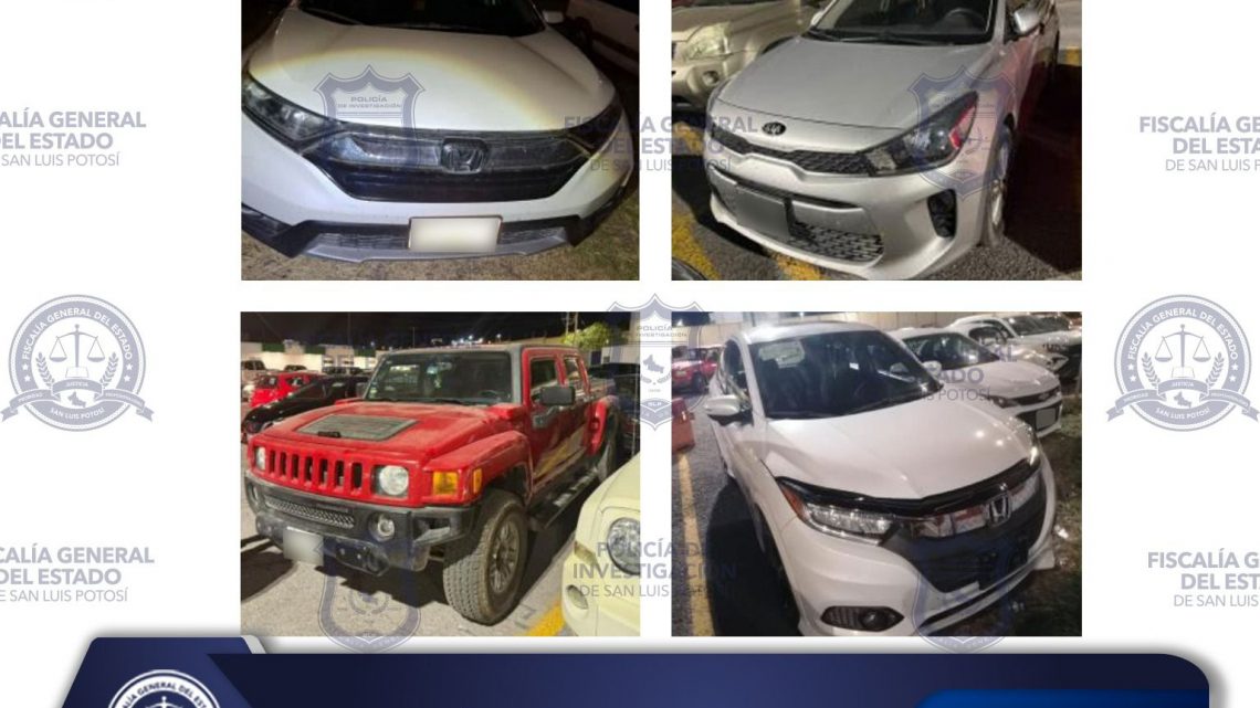 POLICÍA DE LA FGESLP ASEGURA VARIOS VEHÍCULOS POR DIVERSOS MOTIVOS EN ESTACIONAMIENTOS DE LA FENAPO