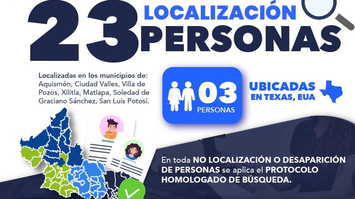 MEDIANTE PROTOCOLO DE BÚSQUEDA, FGESLP LOGRÓ LA LOCALIZACIÓN DE 23 PERSONAS EN LA ÚLTIMA SEMANA MEDIANTE PROTOCOLO DE BÚSQUEDA, FGESLP LOGRÓ LA LOCALIZACIÓN DE 23 PERSONAS EN LA ÚLTIMA SEMANA