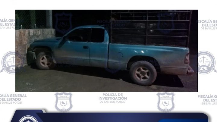 ELEMENTOS DE FGESLP ASEGURAN CAMIONETA ABANDONADA EN AQUISMÓN