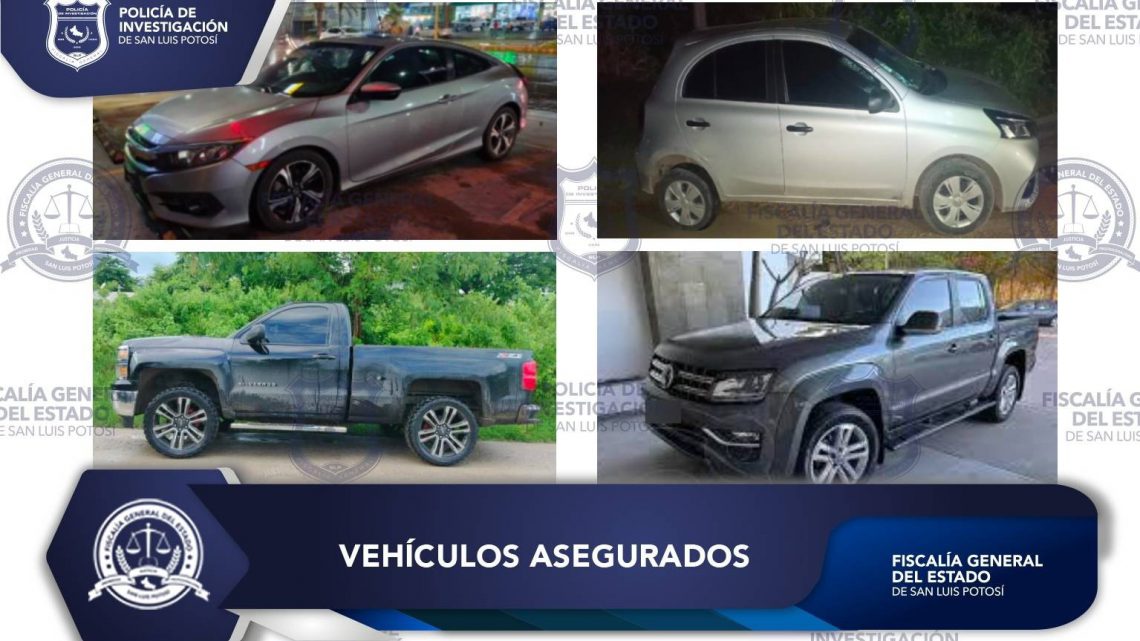 POLICÍA DE INVESTIGACIÓN POTOSINA LOGRA ASEGURAR CUATRO VEHÍCULOS CON DIVERSAS IRREGULARIDADES