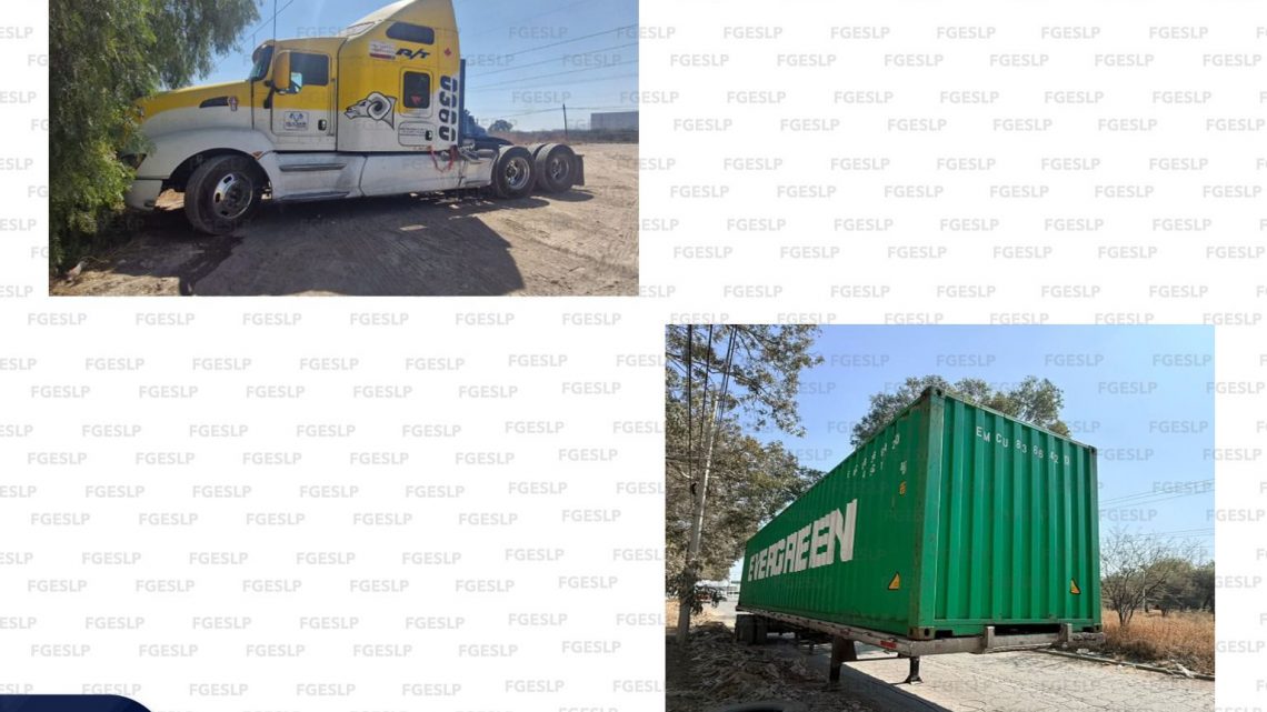 PDI ASEGURA TRACTOCAMIÓN Y PLATAFORMA CON REPORTE DE ROBO CON VIOLENCIA EN LA CAPITAL POTOSINA