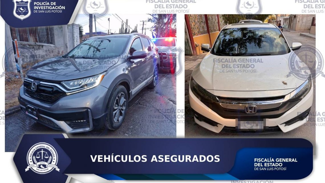 FISCALÍA POTOSINA RECUPERA DOS VEHÍCULOS CON REPORTE DE ROBO VIGENTE