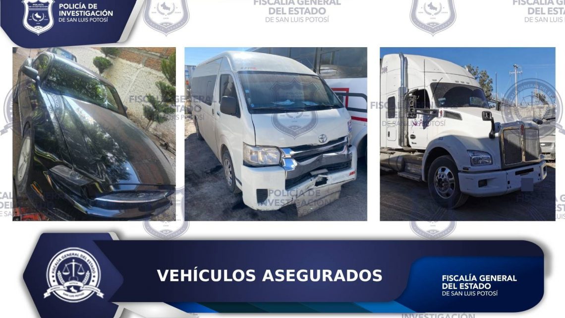 POLICÍA DE INVESTIGACIÓN POTOSINA ASEGURA TRES AUTOMOTORES CON REPORTE DE ROBO