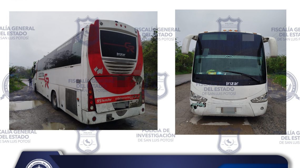ASEGURA LA POLICÍA DE FGESLP UN AUTOBÚS CON ALTERACIONES EN NÚMEROS DE IDENTIFICACIÓN EN TAMAZUNCHALE